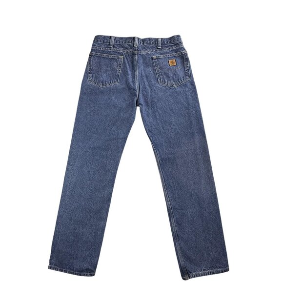 Vintage Carhartt Jeans Mens 36x34 Blue Denim B480-DVB Straight Leg Workwear Pant - Picture 1 of 16